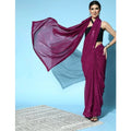 Generic Women's Georgette Embellished Sequnece Bollywood Saree With Unstitched Blouse 5.5Mtr (Wine)