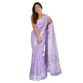Generic Women's Cotton  Printed Saree With Unstitched Blouse 5.5Mtr (Lavender)