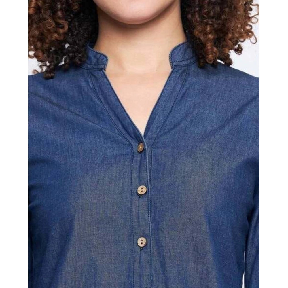 Generic Women's Casual Denim Full sleeve Dress (Blue)