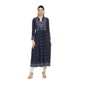 Generic Women's Casual Rayon Full sleeve Kurti (Blue)