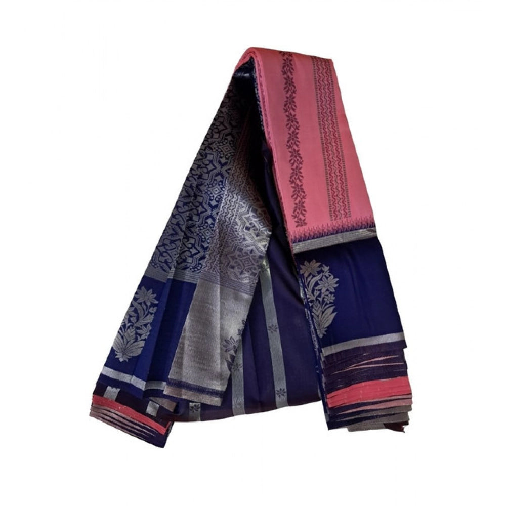 Generic Women's Soft Silk Wooven Saree With Unstitched Blouse 5.5Mtr (Pink)