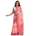 Generic Women's Linen Printed Saree With Unstitched Blouse 5.5Mtr (Pink)