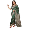 Generic Women's Silk Blend Printed Saree With Unstitched Blouse 5.5Mtr (Dark Green)