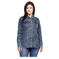 Generic Women's Denim Solid Long Sleeves Shirt (Blue)